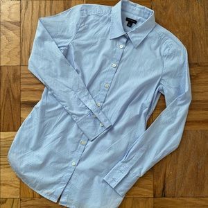 Ann Taylor Baby Blue Button Down w/Dots, 0
